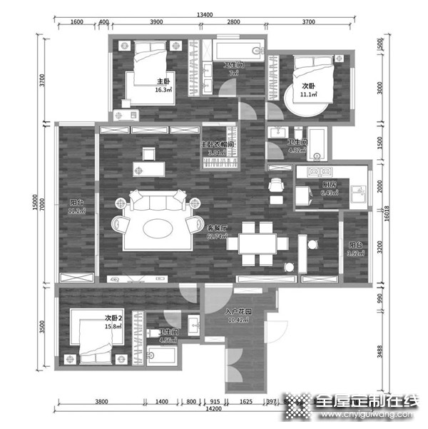 卡諾亞定制家居：這個147㎡四房兩廳太太太大膽了！